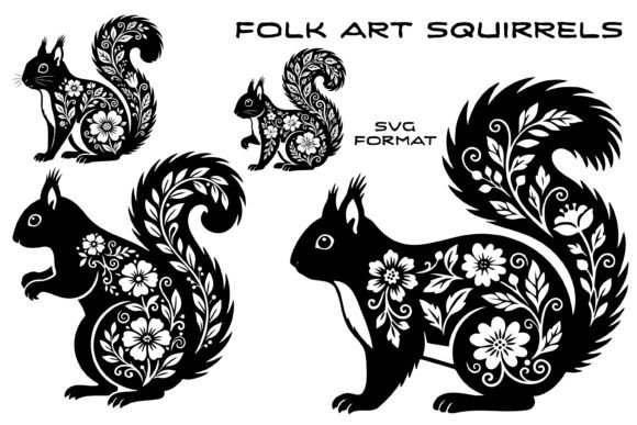 Download Folk Art Floral Squirrel SVG Files - Squirrel svg Collection