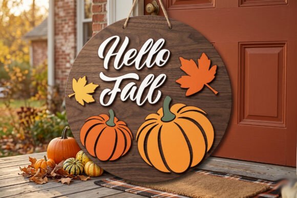 Download Hello Fall Pumpkin Door Sign SVG - Hello fall Collection