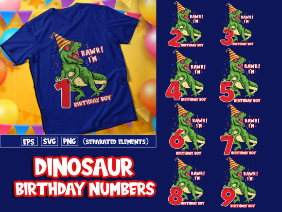 Download T-rex Dinosaur Birthday Numbers - Premium Resources